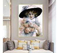 Peinture par numéros pour adultes Edouard Bisson - Portrait d'une dame au chapeau noir - Kits de peinture par numéros sur toile pour adultes