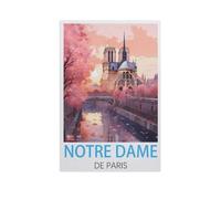Peinture par numéros pour adultes et enfants débutants，Notre-Dame de Paris，Peinture par numéros sur toile avec pinceaux et pigments acryliques - Facile à peindre pour décoration（50x60cm）-FS70