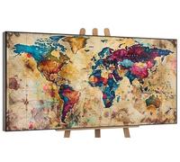 Peinture par Numéros pour Adultes, Peinture par Numéros Grand Carte du monde 70x140 cm Acryliques Peintures Numéros Débutants Enfants, Peinture avec 3 Pinceaux Paint by Numbers Kit, Sans Cadre K-595