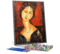 Peinture par numéros pour adultes - Portrait de Jeanne Herbuterne - Peinture par Amedeo Modigliani - Kit de peinture par numéro sur toile pour débutants
