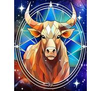 Peinture par numéros pour adultes,Signe astrologique Taureau dans un pictogramme polygonal,Kits de peinture par numéros sur toile, kit de peinture à l'huile pour cadeaux de décoration intérieure
