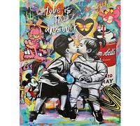 Peinture par numéros pour adultes sur toile Banksy Street Art Décoration murale Love is The Answer Graffiti Peintures Petit garçon et fille Impression moderne Décoration d'intérieur pour salon