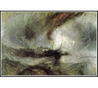 Peinture par numéros pour adultes - Tempête de neige - Bateau à vapeur au large d'un port - Peinture par Joseph Mallord William Turner - Kit de peinture par numéros pour enfants et adultes