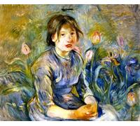 Peinture par numéros pour enfants adultes débutants Paysanne parmi les tulipes Berthe Morisot Kits de peinture à l'huile bricolage Dessin sur toile Art Décor