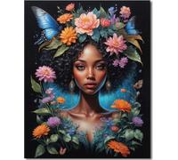 Peinture par numéros sur toile DIY tableau femme fleurs 40x50 cm