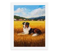Peinture par numéros - Un beau border collie tricolore dans un champ de blé doré - Kit de peinture numérique pour adultes - Créez votre propre scène magique - Fournitures d'art sans cadre - 40 x 50 cm