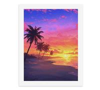 Peinture par numéros Un beau coucher de soleil avec des palmiers sur la plage Kit de peinture numérique pour adultes Créez votre propre scène magique Fournitures d'art sans cadre 40 x 50 cm