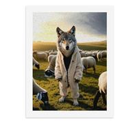 Peinture par numéros - Un costume de husky mignon dans un mouton debout au milieu du pâturage d'un mouton sous un ciel dramatique - Kit de peinture numérique pour adultes - Créez votre propre scène