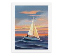 Peinture par numéros Un homme navigue sur un petit voilier pendant un coucher de soleil coloré Kit de peinture numérique pour adultes Créez votre propre scène magique Fournitures d'art sans cadre 40 x