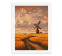 Peinture par numéros Un moulin à vent pittoresque se tient au milieu de champs dorés sous un ciel spectaculaire Kit de peinture numérique pour adultes Créez votre propre scène magique Fournitures