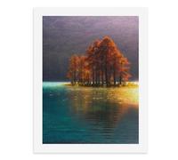 Peinture par numéros Une île d'automne sereine avec des orangers vibrants reflétés dans des eaux turquoise tranquilles Kit de peinture numérique pour adultes Créez votre propre scène magique