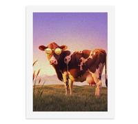Peinture par numéros Vache cool portant des lunettes de soleil dans un champ pittoresque Kit de peinture numérique pour adultes Créez votre propre scène magique Fournitures d'art sans cadre 40 x 50 cm