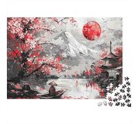 Peinture Paysage Japonais Puzzle 1000 Pièces avec Découpe Précise, Jeu De Puzzle Classique Concentration Training Puzzle pour Un Tableau À Encadrer, Superbe Idée Cadeau 52x38cm/1000pcs