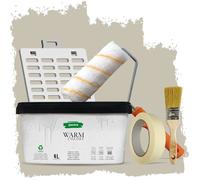 PECTRO Peinture Une Couche 4L (6,3kg) Kit Rouleau, pinceau, grille et ruban - Peinture Mur et Plafond Interieur Couleurs Chaudes - Ultra Couvrante et Lessivable, finition Mate