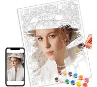 Peinture personnalisée par numéros pour adultes kits de peinture professionnelle pour animaux et portraits, cadeaux de bricolage Faites votre propre photo avec un cadre (16x20 inch/40x50cm)