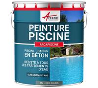 Peinture piscine, bassin béton, ciment, décoration, imperméable, bleu, blanc, gris, grise, jaune sable, noir, vert : Arcapiscine - 10 L Gris Souris - RAL 7005 - ARCANE INDUSTRIES