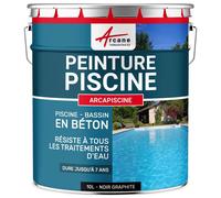 Peinture Piscine Bassin Béton ARCAPISCINE Ciment Décoration Imperméable Bleu Blanc Gris Grise Jaune Sable Noir Vert Noir graphite ral 9011 10 L