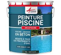 Peinture Piscine Bassin Béton ARCAPISCINE Ciment Décoration Imperméable Bleu Blanc Gris Grise Jaune Sable Noir Vert Vert olive ral 6003 10 L