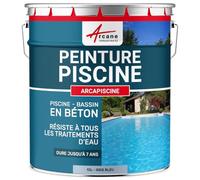 Peinture Piscine Bassin Béton ARCAPISCINE Ciment Décoration Imperméable Bleu Blanc Gris Grise Jaune Sable Noir Vert Gris Piscine 10 L