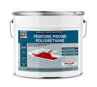 Peinture piscine béton, peinture polyuréthane pour piscine et bassin, étanche et souple, béton, enduit, ciment PROCOM 10 litres Blanc