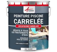 ARCANE INDUSTRIES Peinture piscine carrelage et mosaïque - Polyuréthane aliphatique - 5 kg (jusqu'à 15m² pour 2 couches) Blanc