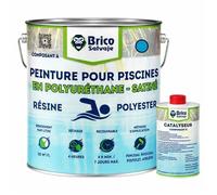 BRICOSALVAJE Peinture pour piscines en polyester, ciment, fibre de verre et carrelage | Bicomposante | Bonne adhérence (BLEU, 5 + 0,75 kg)