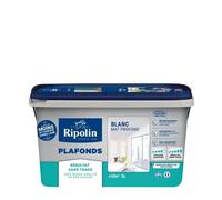 Peinture plafond - RIPOLIN - Xpro3 - Blanc mat - 5 l - Acrylique - Intérieur