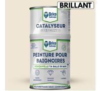 BRICOSALVAJE Peinture pour baignoires finition brillante deux composants 600 + 150 ml | Application facile | Finition céramique (beige clair Scarlett)