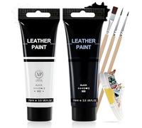 Peinture pour Cuir, Teinture Cuir, Peinture Sneakers, Ensemble Combiné Noir et Blanc avec Pinceaux pour Personnaliser des Articles en Cuirs Tels Que des Sacs et des Chaussures, 75ml*2
