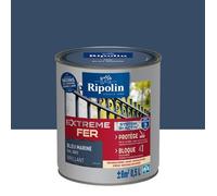 RIPOLIN - Peinture pour Fer Extérieur - Glycéro Antirouille - Sous-couche intégrée - Application directe sur Rouille - Résistante aux Intempéries, UV et Chocs - Brillant - 0,5L - Bleu Marine RAL 5003