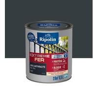 RIPOLIN - Peinture pour Fer Extérieur - Glycéro Antirouille - Sous-couche intégrée - Application directe sur Rouille - Résistante aux Intempéries, UV et Chocs - Mat - 0,5L - Gris Anthracite RAL 7016