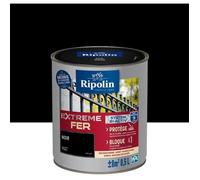 Peinture pour fer extérieur - RIPOLIN - Noir mat - 0,5 l - Direct sur rouille - Sous-couche et finition - Métaux ferreux