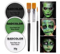 Peinture pour le visage et le corps avec pinceaux de peinture pour Halloween, maquillage à base d'eau pour enfants et adultes, fête pour sorcière, Shrek, Alien Grinch, Hulk, cosplay, effets spéciaux