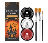 Peinture Pour Le Visage Et Le Corps Pour Le Maquillage D'halloween, Kit De Peinture Pour Le Visage, 3 Couleurs De Peinture Professionnelle Pour Le Visage Avec 3 Pinceaux