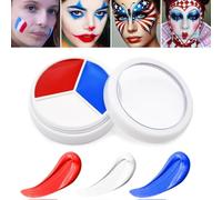 Peinture pour le Visage Halloween Afflano, Blanc Bleu Rouge 17g, Peinture Corporelle à Base d'Huile, Drapeau France Couleur Tricolore, Maquillage de Clown Joker SFX Vampire Bleu Blanc Rouge Cosplay