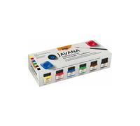 C. Kreul Peinture textile Javana – Set 6x20 ml pour tissus clairs + pinceau, résiste au lavage