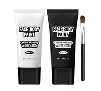 Peinture pour visage blanc et noir - Peinture pour maquillage de clown - Maquillage d'Halloween - Peinture corporelle noire et blanche pour costume de vampire squelette de mimes