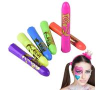 Peinture pour visage fluorescente, peinture fluorescente pour visage et corps, bâtonnets lavables et sûrs pour fêtes, Halloween, carnaval, anniversaire, adultes et