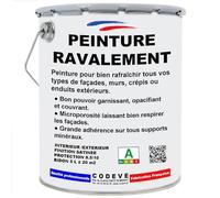 Peinture Ravalement - 4x5 L - Codeve Bois - RAL 9002 - Blanc gris - Intérieur/extérieur - Pour La Protection De Votre Façade, Mur, Béton, Crépi Ou Enduit.