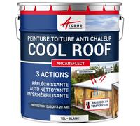 Cool Roof - Peinture toiture blanche réfléchissante, anti chaleur, auto nettoyante : Arcareflect Blanc 10 L