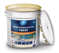 Peinture Résine d'étanchéité fibrée gris 7046 5L pour dalle extérieur, balcon, terrasse circulable, garage, toiture, prêt a l'emploi, idéal pour le traitement de micro fissure