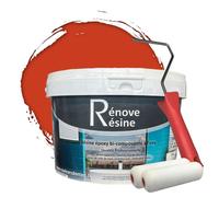 Peinture Résine multisupport Intérieur pour Faïence, Carrelage, Douche, Baignoire 5m² - RAL 2001 Orangé rouge + Kit d'application OFFERT
