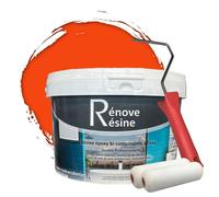 Peinture Résine multisupport Intérieur pour Faïence, Carrelage, Douche, Baignoire 5m² - RAL 2004 Orangé pur + Kit d'application OFFERT
