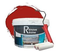 Peinture Résine multisupport Intérieur pour Faïence, Carrelage, Douche, Baignoire 5m² - RAL 3001 Rouge de sécurité + Kit d'application OFFERT