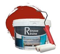 Peinture Résine multisupport Intérieur pour Faïence, Carrelage, Douche, Baignoire 5m² - RAL 3013 Rouge tomate + Kit d'application OFFERT