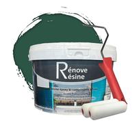 Peinture Résine multisupport Intérieur pour Faïence, Carrelage, Douche, Baignoire 5m² - RAL 6028 Vert pin + Kit d'application OFFERT