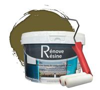 Peinture Résine multisupport Intérieur pour Faïence, Carrelage, Douche, Baignoire 5m² - RAL 7008 Gris kaki + Kit d'application OFFERT