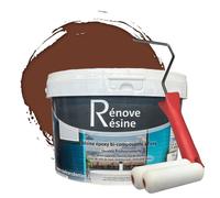 Peinture Résine multisupport Intérieur pour Faïence, Carrelage, Douche, Baignoire 5m² - RAL 8002 Brun de sécurité + Kit d'application OFFERT