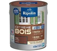 RIPOLIN - Peinture pour Bois Intérieur/Extérieur - Sans Sous-couche Ultra-couvrant - Résiste aux Intempéries, UV et Chocs - Protège et Magnifie - Lessivable - Satin - 2,5L - Teck