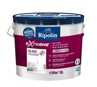 RIPOLIN - Peinture Monocouche pour Murs, Boiseries & Radiateurs - Intérieur - Finition Parfaite - Haute Résistance aux Chocs & Salissures - Lessivable - Velours - 10L - Blanc